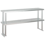 Kitchen Work Table with Overshelf 120x60x145 cm Stainless Steel 3155992