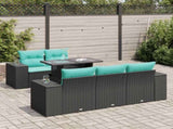 6 Piece Garden Sofa Set with Cushions Black Poly Rattan Acacia 3326728