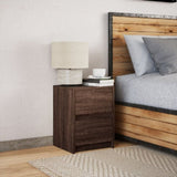 ZNTS Bedside Cabinet with LED Lights Brown Oak Engineered Wood 852045