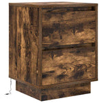 ZNTS Bedside Cabinet with LED Lights Smoked Oak 38x34x50 cm 861291