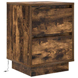 Bedside Cabinet with LED Lights Smoked Oak 38x34x50 cm 861291