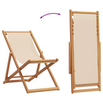 ZNTS Folding Beach Chairs 2 pcs Beige Fabric and Solid Wood 3214498