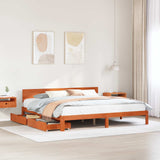 Bed Frame with Headboard Wax Brown 180 x 200 cm Solid Pine Wood 3422781