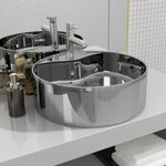 Wash Basin with Overflow 46.5x15.5 cm Ceramic Silver 143865