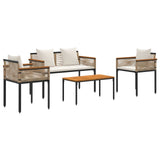 Outdoor Furniture Set Beige and Cream White Poly Rattan 42025228