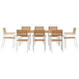 Garden Dining Set 9 pcs Solid Teak Wood and Stainless Steel 3334788