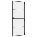 Interior Door Slim Black 83x201.5 cm Tempered Glass and Aluminium 155119