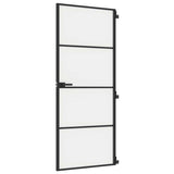 Interior Door Slim Black 83x201.5 cm Tempered Glass and Aluminium 155119
