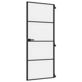 Interior Door Slim Black 83x201.5 cm Tempered Glass and Aluminium 155119