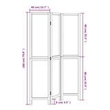 Room Divider 3 Panels White Solid Wood Paulownia 358670