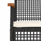 Garden Chairs with Cushions 4 pcs Black Poly Rattan Acacia Wood 366251