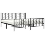 Metal Bed Frame without Mattress with Footboard Black 183x213cm 374460