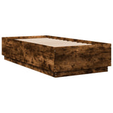 Bed Frame with LED without Mattress Smoked Oak 75x190 cm Small Single 3209671