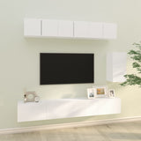 6 Piece TV Cabinet Set White Engineered Wood 3114614