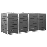 Quadruple Wheelie Bin Shed 276.5x77.5x115 cm Stainless Steel 149557