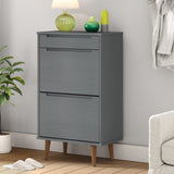 Shoe Cabinet MOLDE Grey 59,5x35x103 cm Solid Wood Pine 350527
