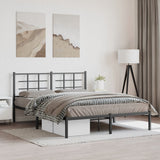 Metal Bed Frame without Mattress with Headboard Black 150x200cm 355563