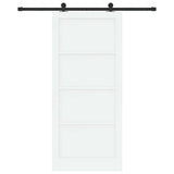Sliding Door White and Black 93 x 211 cm Solid Pine Wood 3333349