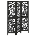 Room Divider 3 Panels Black Solid Wood Paulownia 358749