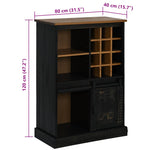 ZNTS Wine Cabinet HALDEN with Wine Racks and Sliding Door Black Pine 4018448