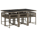 Garden Dining Set Grey PE Rattan 6-Seater Foldable 3211448