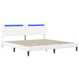 Bed Frame with LED Strip Lights White 180 x 200 cm Faux Leather 42028042