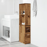 Narrow Bathroom Cupboard with Wheels Old Wood Engineered Wood 855302