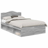 Bed Frame Grey Sonoma 120 x 200 cm Solid Pine Wood 3412921