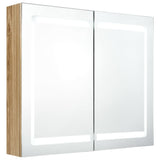 ZNTS LED Bathroom Mirror Cabinet Oak 80x12x68 cm 326515