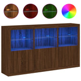 Sideboard with LED Lights Brown Oak 181.5x37x100 cm 3209155