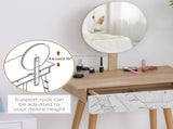 Dressing Table with Drawer and Mirror height adjustable Wooden Oak Color Bedroom Dressing Room T3398P344161