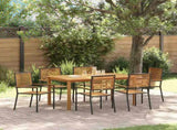 Garden Dining Set 7 pcs Black Solid Acacia Wood 3365520