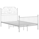 Bed Frame White Powder-coated metal Double Durable Bed Frame 324848
