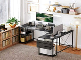 168cm Reversible L Shaped Desk, Industrial Corner Computer Desk with Adjustable Shelf and Storage T3398P343620