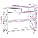 ZNTS Console Table Artisan Oak 100x28x75 cm Engineered Wood & Steel 863528
