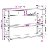 ZNTS Console Table Artisan Oak 100x28x75 cm Engineered Wood & Steel 863528