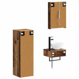 Bathroom Cabinet Set 4 pcs Old Wood 43 x 11.5 x 60.5 cm 3407381