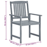 Outdoor Chair Set of 2 Grey Solid Acacia Wood Standard Durable 45944