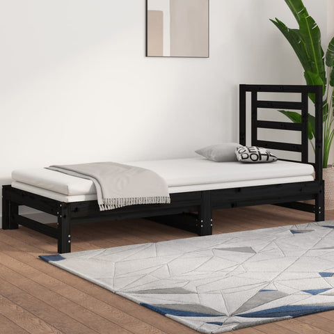 ZNTS Pull-out Day Bed without Mattress Black 2x cm 3108606