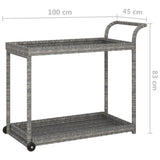 Bar Cart Grey 100x45x83 cm Poly Rattan 316667