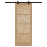 Sliding Door Natural and Black 83 x 211 cm Solid Pine Wood 3333506