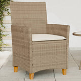 Garden Chairs with Cushions 2 pcs Beige Poly Rattan&Solid Wood 368719