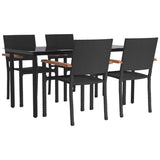 5 Piece Garden Dining Set Black Poly Rattan 3156680