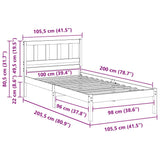 Bed Frame with Headboard Brown 100 x 200 cm Solid Pine Wood 872251