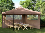 Foldable Party Tent Pop-Up with 2 Sidewalls Brown 4004925