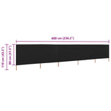 5-panel Wind Screen Fabric 600x80 cm Black 47158