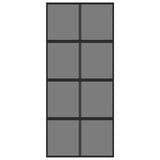 Sliding Door Black 90x205 cm Tempered Glass and Aluminium 155226