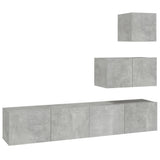 4 Piece TV Cabinet Set Concrete Grey Engineered Wood 3114641