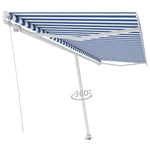 Freestanding Manual Retractable Awning 500x300 cm Blue/White 3069576