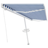 Freestanding Manual Retractable Awning 500x300 cm Blue/White 3069576